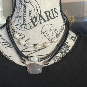 NWOT Elegant Fresh Water Pearl and Silver Necklace Set by WHBM